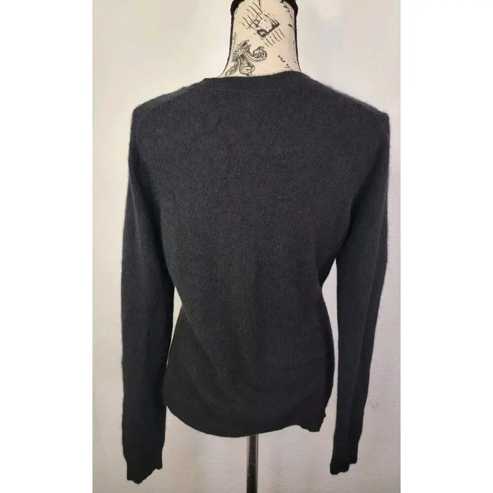 Charter Club Luxury Sweater Womens Medium 100% Cashmere V Neck Black - Picture 5 of 9